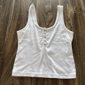Abercrombie & Fitch White Henley Tank Top